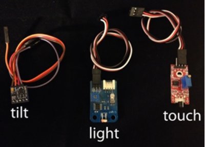 Ohbot 2 Sensoren - licht, aanraking en beweging